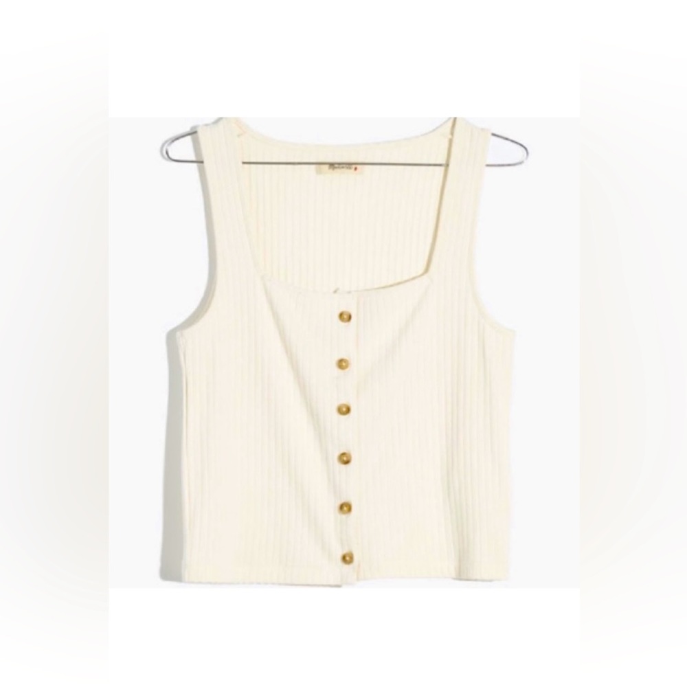 Madewell button front square neck ribbed tank top - Extra Small - New w Tags